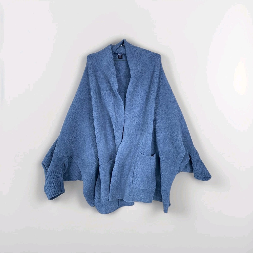 Barefoot Dreams CozyChic Cardigan Womens One‎ Size Plus Blue Wrap Sweater Comfy
